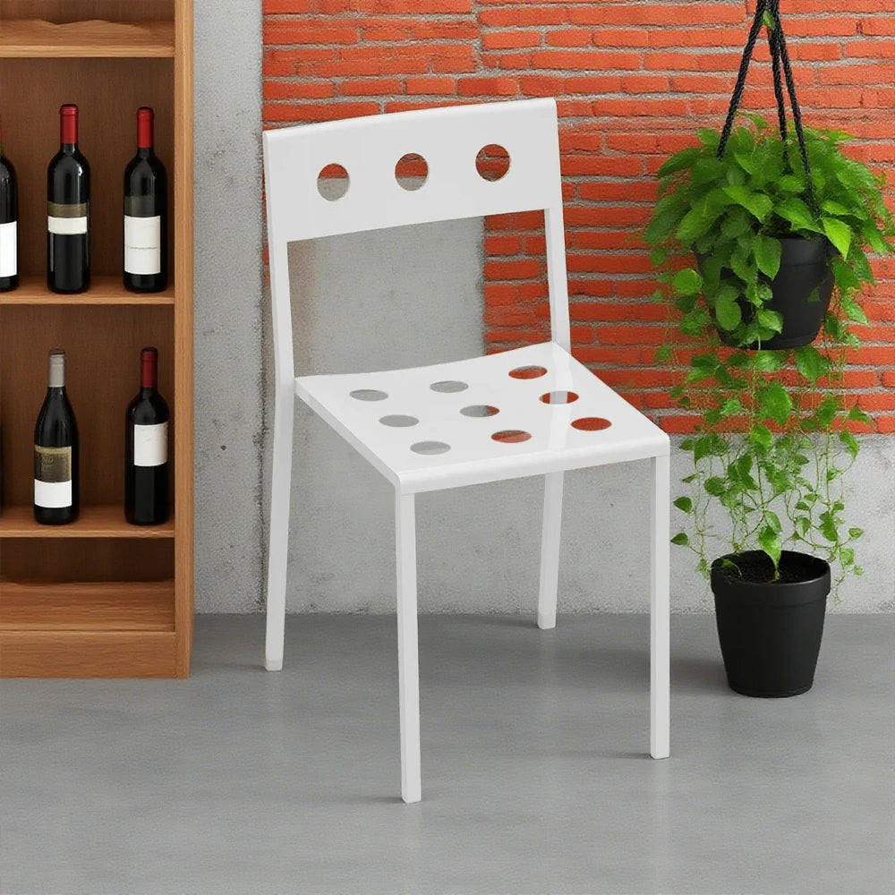 SOLARA Outdoor Chair Thickened Iron Frame for Stable Support, Rust-Resistant Baked Finish, Durable & Secure Design - White
