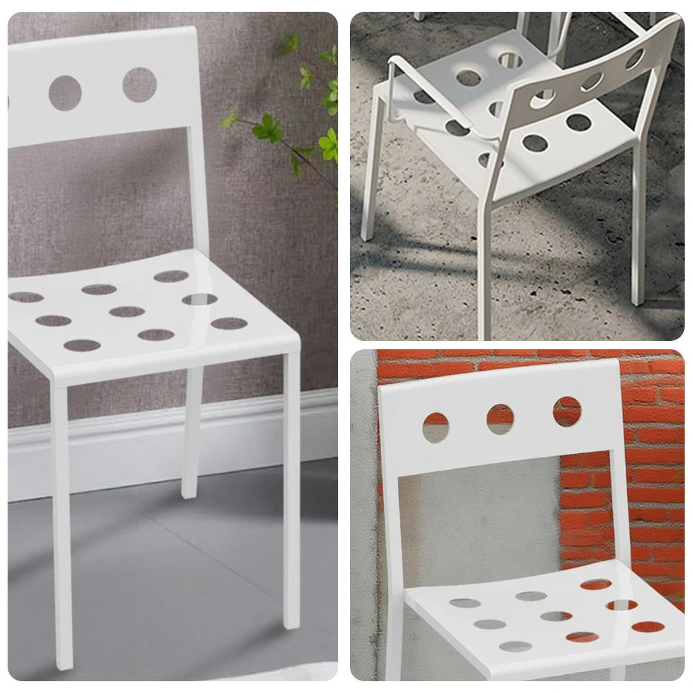 SOLARA Outdoor Chair Thickened Iron Frame for Stable Support, Rust-Resistant Baked Finish, Durable & Secure Design - White