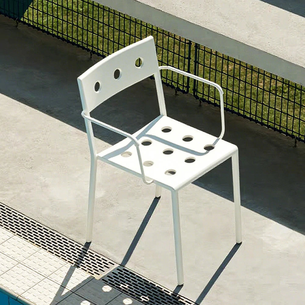 SOLARA Outdoor Chair Thickened Iron Frame for Stable Support, Rust-Resistant Baked Finish, Durable & Secure Design - White