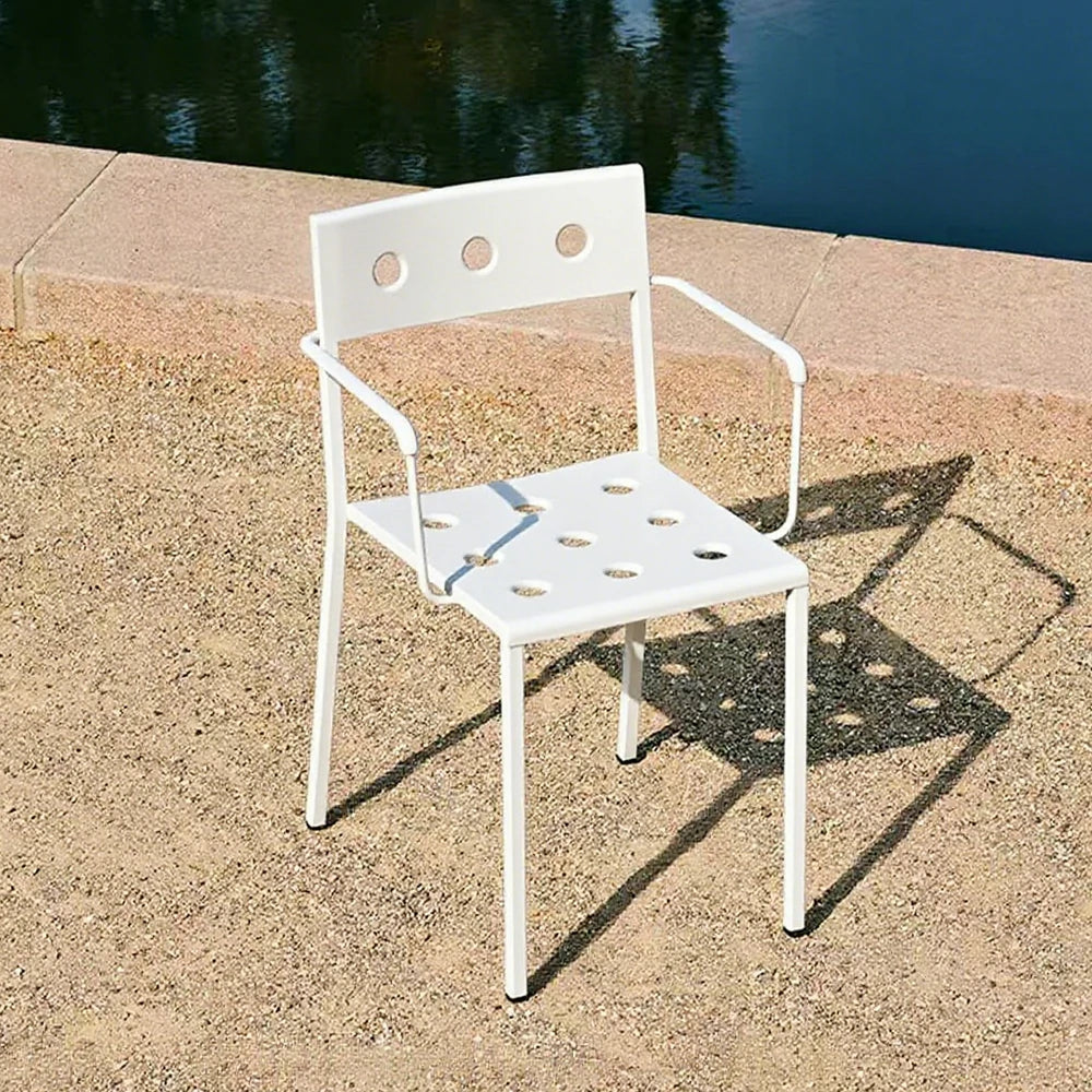 SOLARA Outdoor Chair Thickened Iron Frame for Stable Support, Rust-Resistant Baked Finish, Durable & Secure Design - White