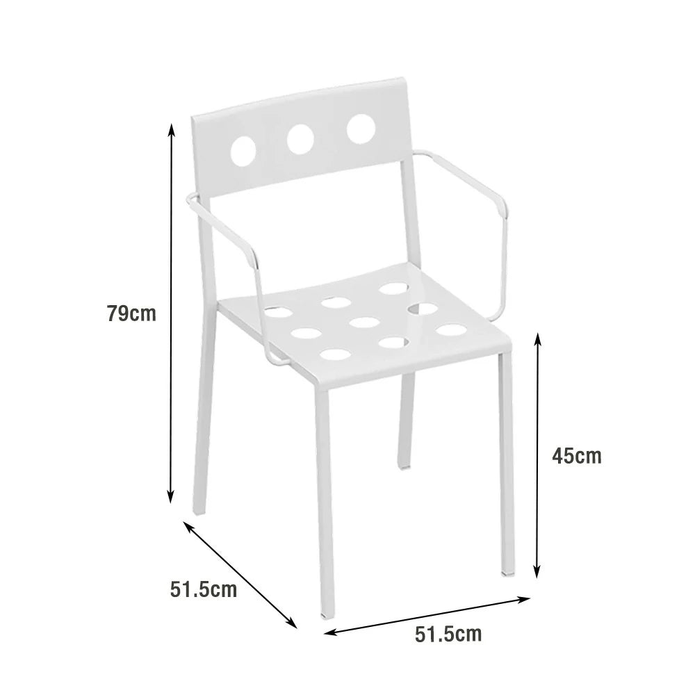 SOLARA Outdoor Chair Thickened Iron Frame for Stable Support, Rust-Resistant Baked Finish, Durable & Secure Design - White