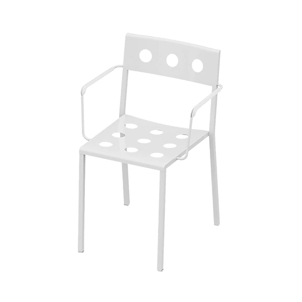 SOLARA Outdoor Chair Thickened Iron Frame for Stable Support, Rust-Resistant Baked Finish, Durable & Secure Design - White