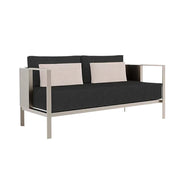 SOLARA Outdoor Double Sofa - Waterproof Fabric Cushion, Full Stainless Steel Frame, Rust-Resistant & Durable Patio Lounge - Black