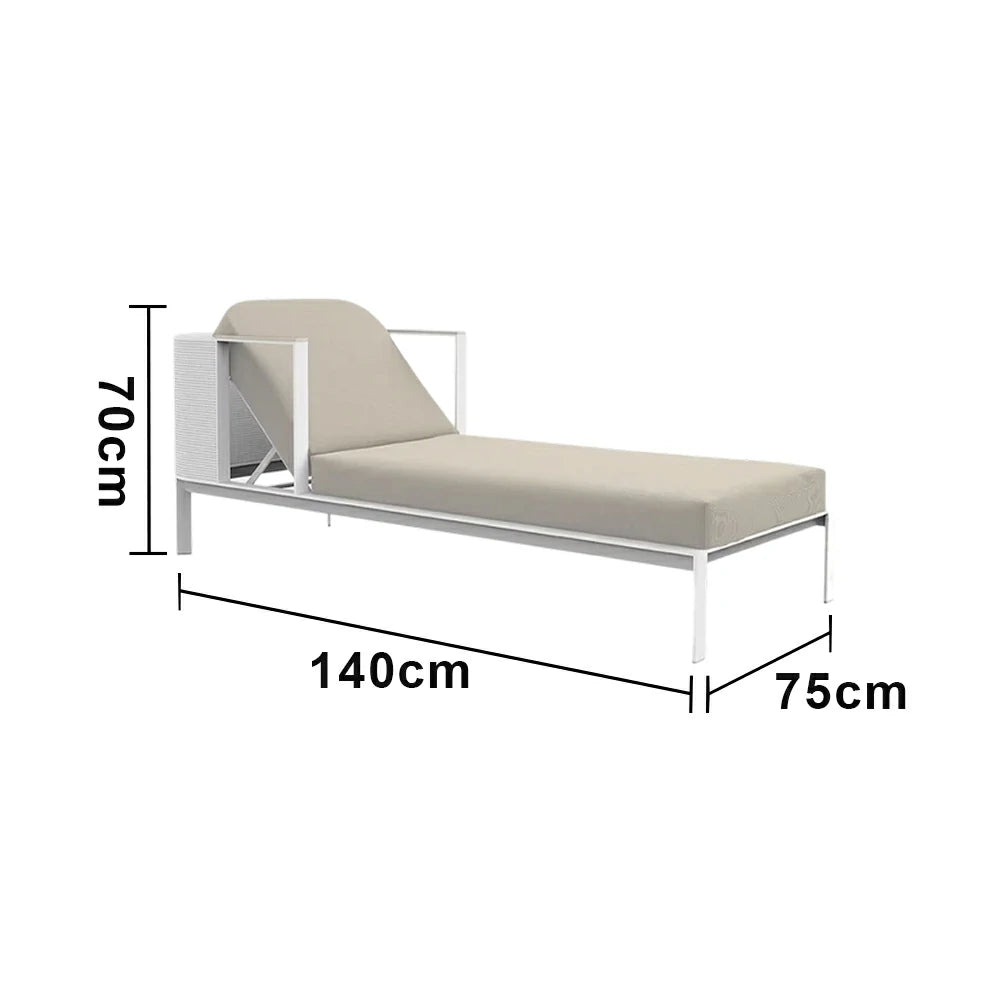 SOLARA Outdoor Single Sun Lounger - Minimalist Stainless Steel Frame, Waterproof Quick-Dry Cushion, Ergonomic Backrest Design for Patio Garden Poolside - Beige