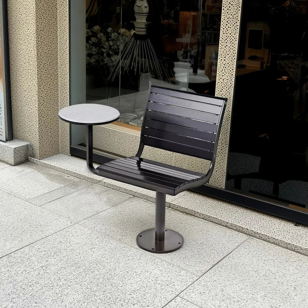 SOLARA Outdoor Aluminum Alloy Teak Chair with Tray - Black