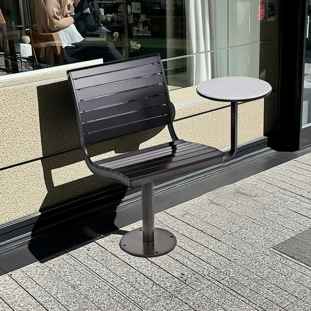 SOLARA Outdoor Aluminum Alloy Teak Chair with Tray - Black