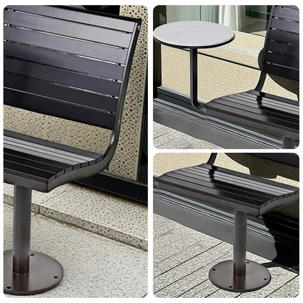 SOLARA Outdoor Aluminum Alloy Teak Chair with Tray - Black