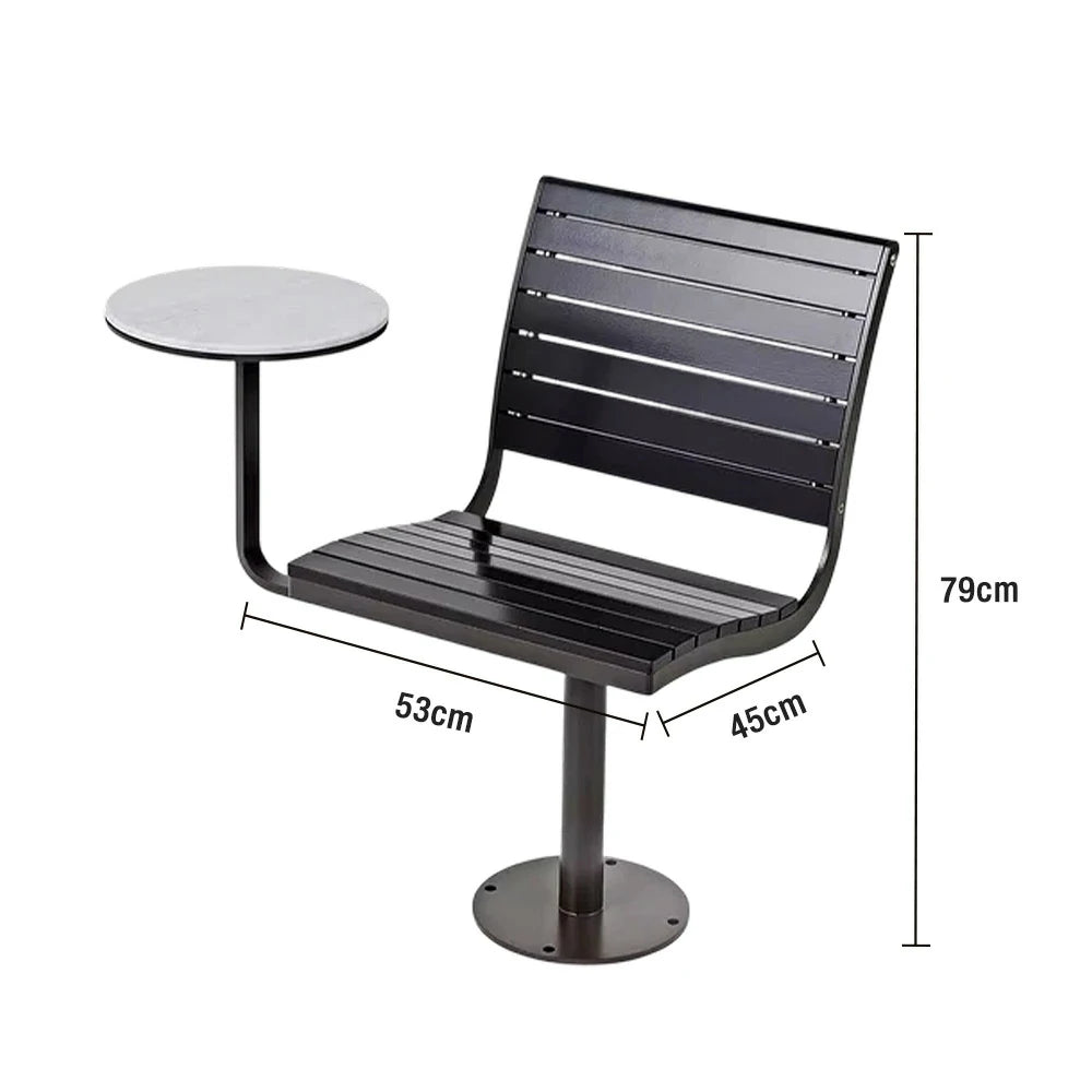 SOLARA Outdoor Aluminum Alloy Teak Chair with Tray - Black