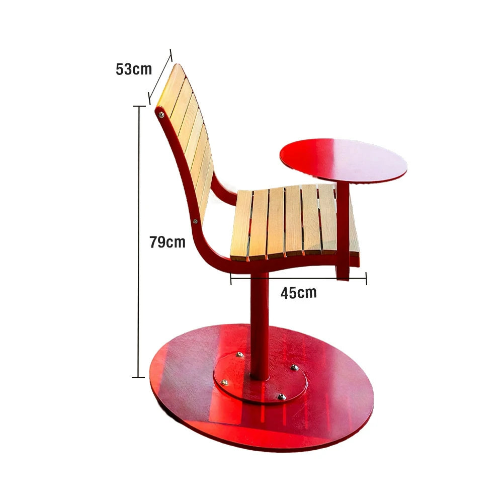 SOLARA Outdoor Aluminum Alloy Teak Chair with Tray - Red