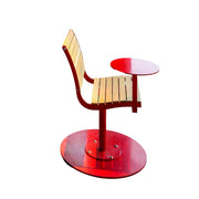 SOLARA Outdoor Aluminum Alloy Teak Chair with Tray - Red