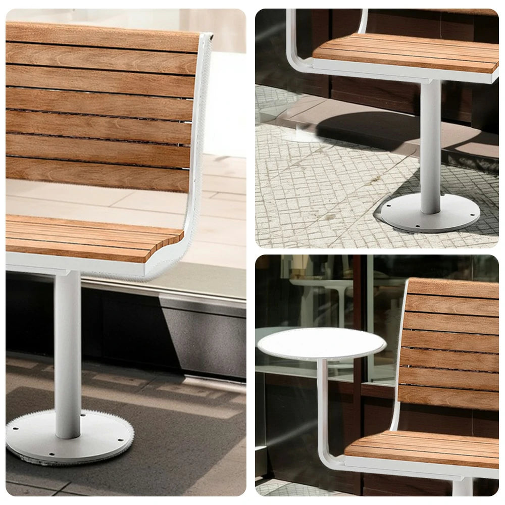SOLARA Outdoor Aluminum Alloy Teak Chair with Tray - White