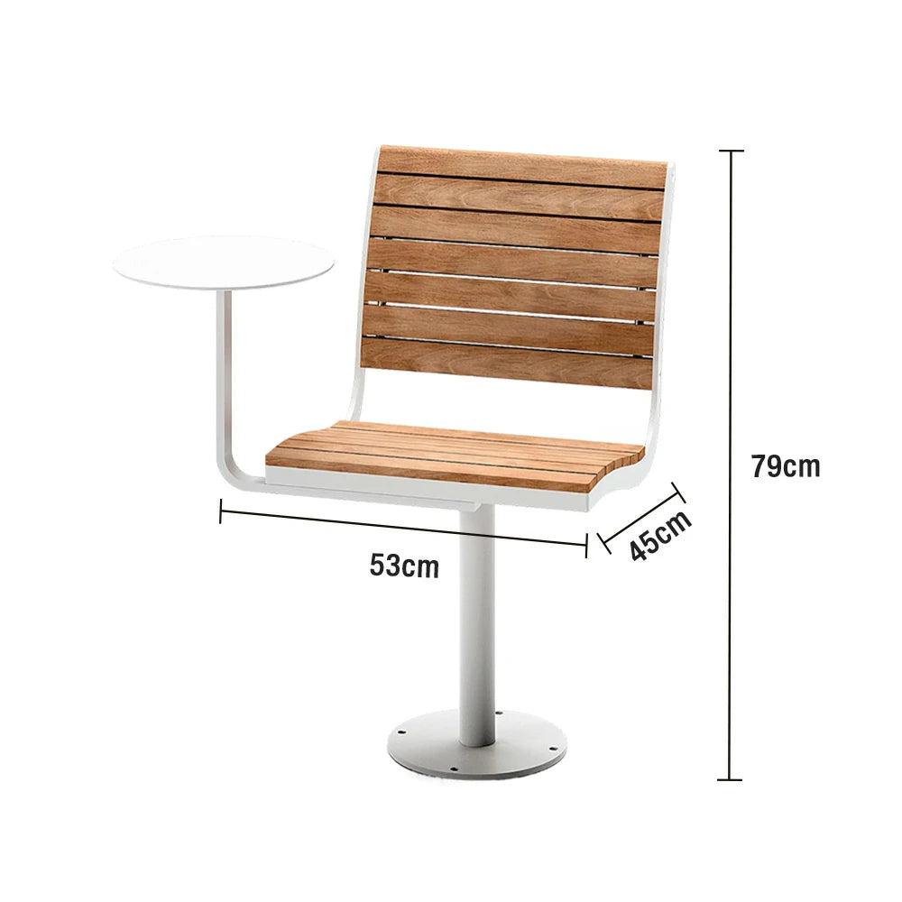 SOLARA Outdoor Aluminum Alloy Teak Chair with Tray - White