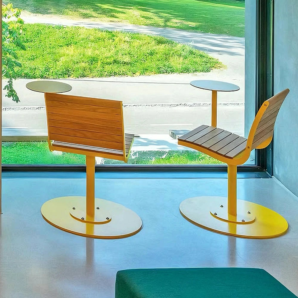 SOLARA Outdoor Aluminum Alloy Teak Chair with Tray - Yellow