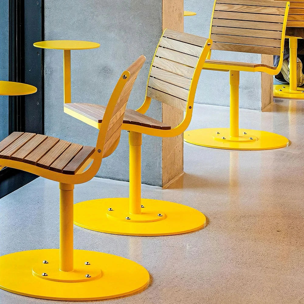 SOLARA Outdoor Aluminum Alloy Teak Chair with Tray - Yellow