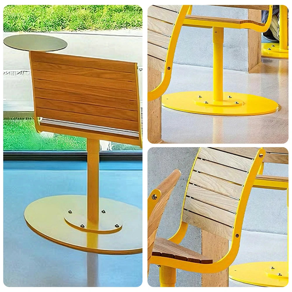 SOLARA Outdoor Aluminum Alloy Teak Chair with Tray - Yellow
