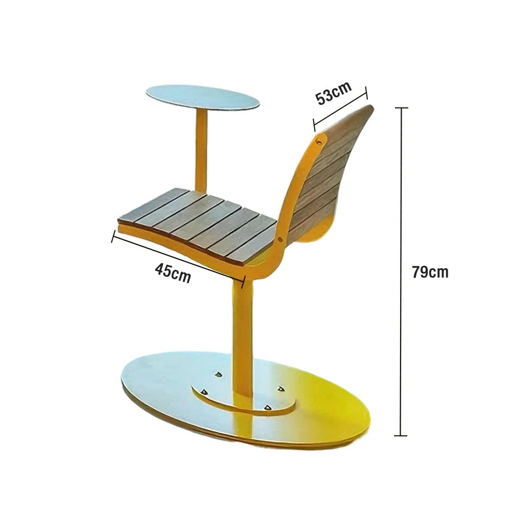SOLARA Outdoor Aluminum Alloy Teak Chair with Tray - Yellow