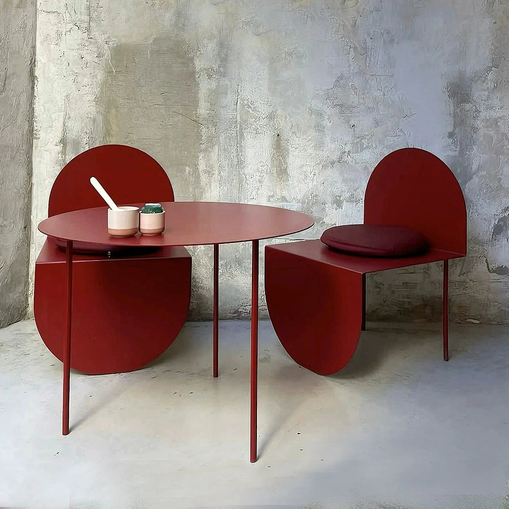 SOLARA Outdoor Aluminum Alloy Durable Rust-Resistant Table and Chairs - Red