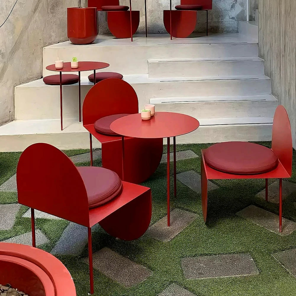 SOLARA Outdoor Aluminum Alloy Durable Rust-Resistant Table and Chairs - Red