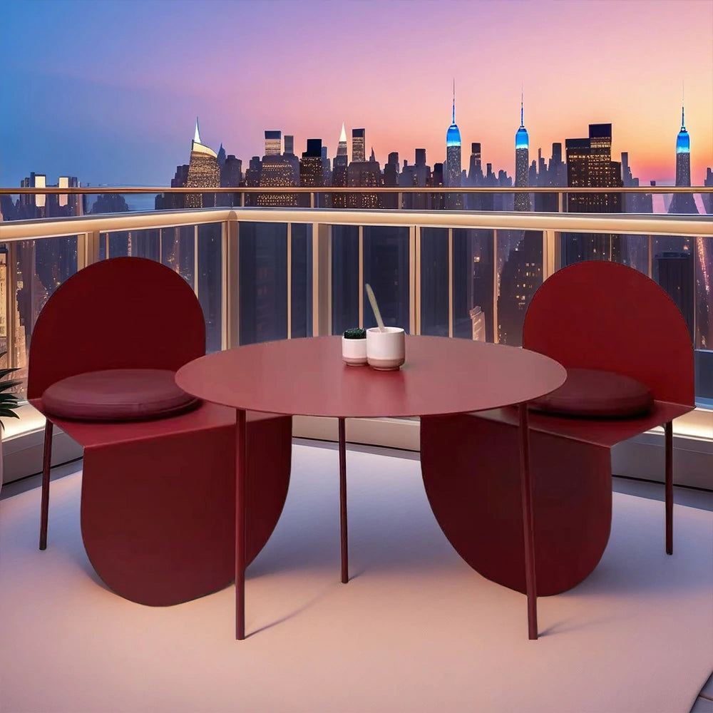 SOLARA Outdoor Aluminum Alloy Durable Rust-Resistant Table and Chairs - Red