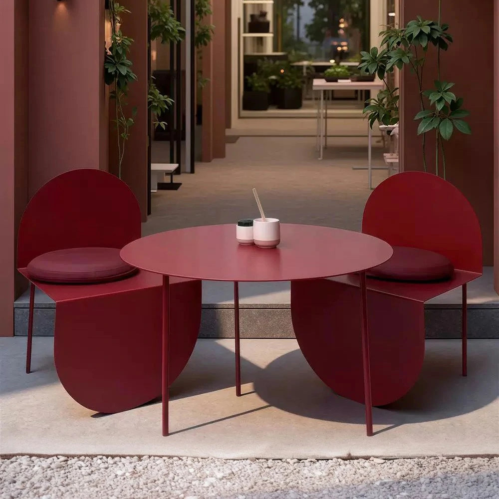 SOLARA Outdoor Aluminum Alloy Durable Rust-Resistant Table and Chairs - Red