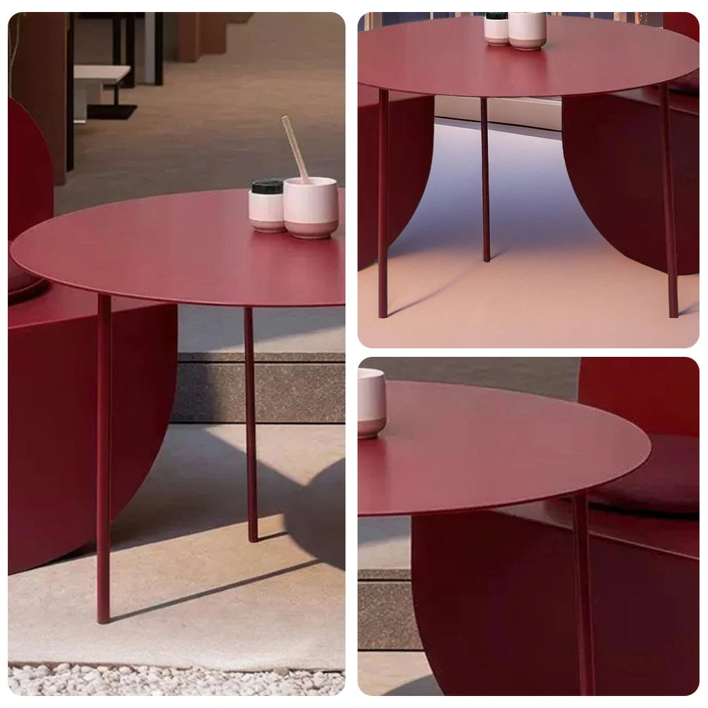 SOLARA Outdoor Aluminum Alloy Durable Rust-Resistant Table and Chairs - Red