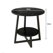 SOLARA Side Table, Black Frame with Black Marble Top, Reinforced Steel Structure, Luxury Modern Design, Durable & Easy to Clean