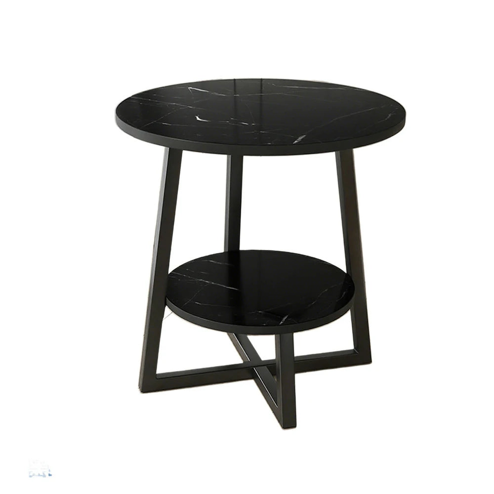 SOLARA Side Table, Black Frame with Black Marble Top, Reinforced Steel Structure, Luxury Modern Design, Durable & Easy to Clean