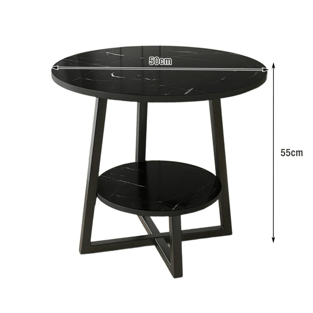 SOLARA Side Table, Black Frame with Black Marble Top, Reinforced Steel Structure, Luxury Modern Design, Durable & Easy to Clean