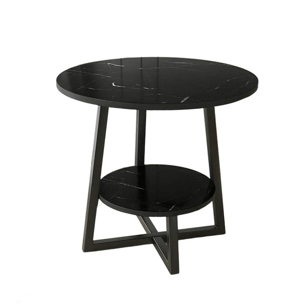 SOLARA Side Table, Black Frame with Black Marble Top, Reinforced Steel Structure, Luxury Modern Design, Durable & Easy to Clean