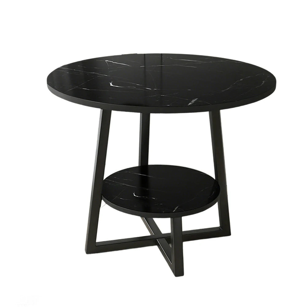 SOLARA Side Table, Black Frame with Black Marble Top, Reinforced Steel Structure, Luxury Modern Design, Durable & Easy to Clean