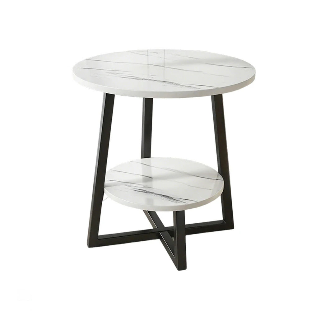 SOLARA Side Table, Black Frame with White Marble Top, Reinforced Steel Structure, Luxury Modern Design, Durable & Easy to Clean