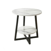 SOLARA Side Table, Black Frame with White Marble Top, Reinforced Steel Structure, Luxury Modern Design, Durable & Easy to Clean