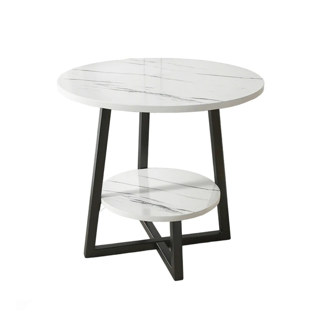 SOLARA Side Table, Black Frame with White Marble Top, Reinforced Steel Structure, Luxury Modern Design, Durable & Easy to Clean
