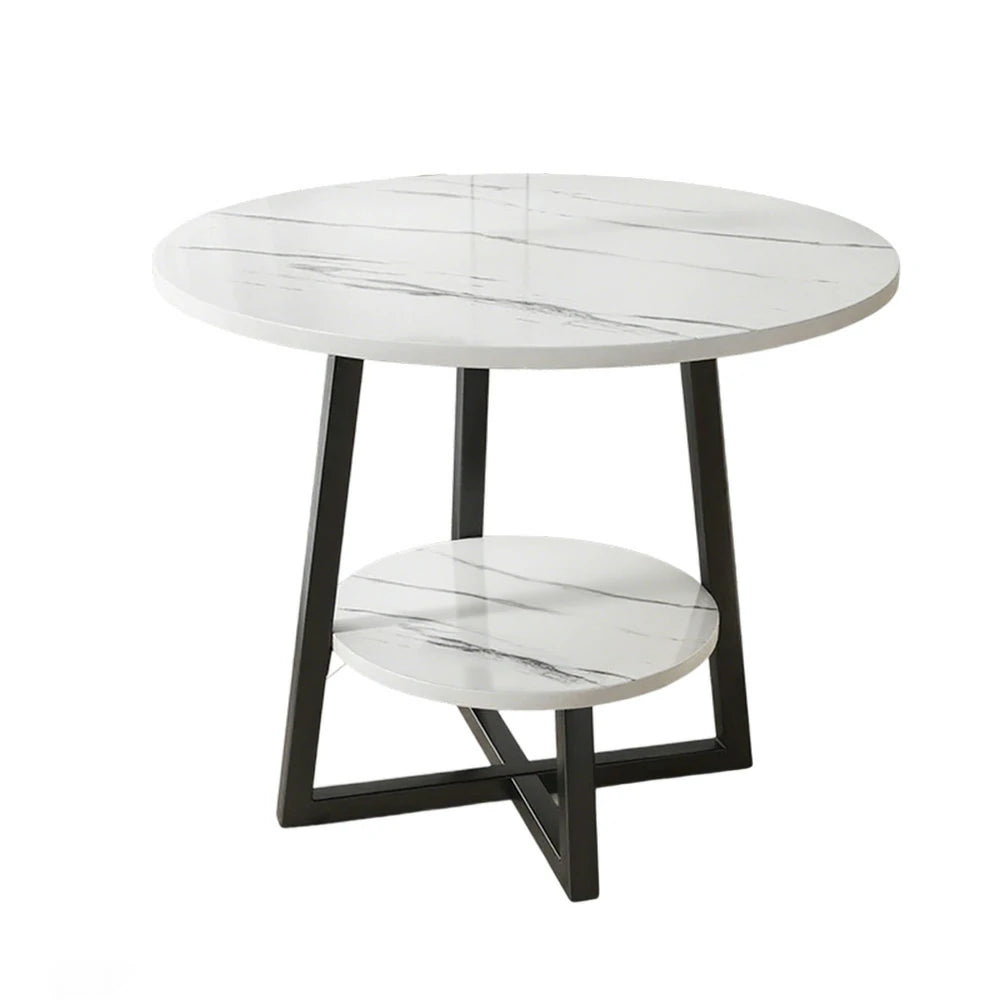SOLARA Side Table, Black Frame with White Marble Top, Reinforced Steel Structure, Luxury Modern Design, Durable & Easy to Clean