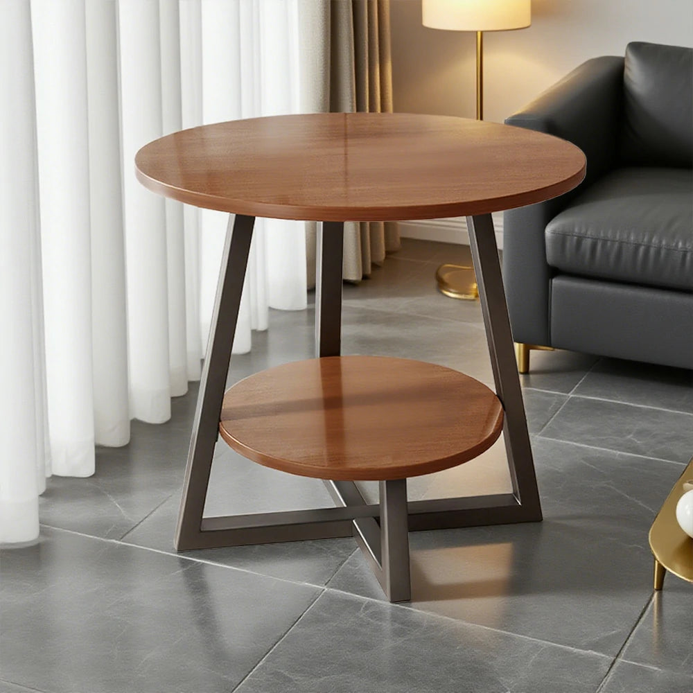 SOLARA Side Table, Golden Frame with Walnut Marble Top, Luxury Modern Design