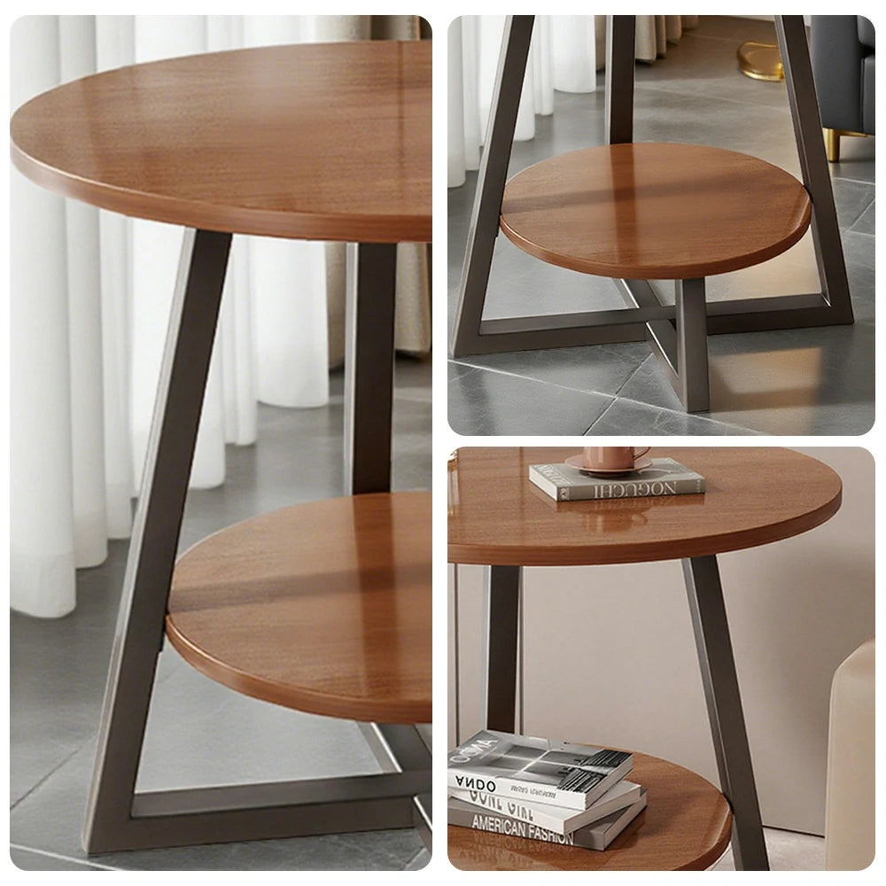 SOLARA Side Table, Golden Frame with Walnut Marble Top, Luxury Modern Design