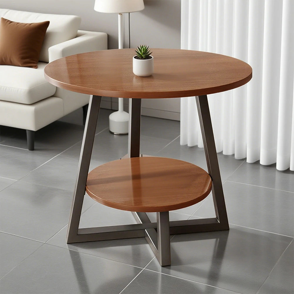 SOLARA Side Table, Golden Frame with Walnut Marble Top, Luxury Modern Design