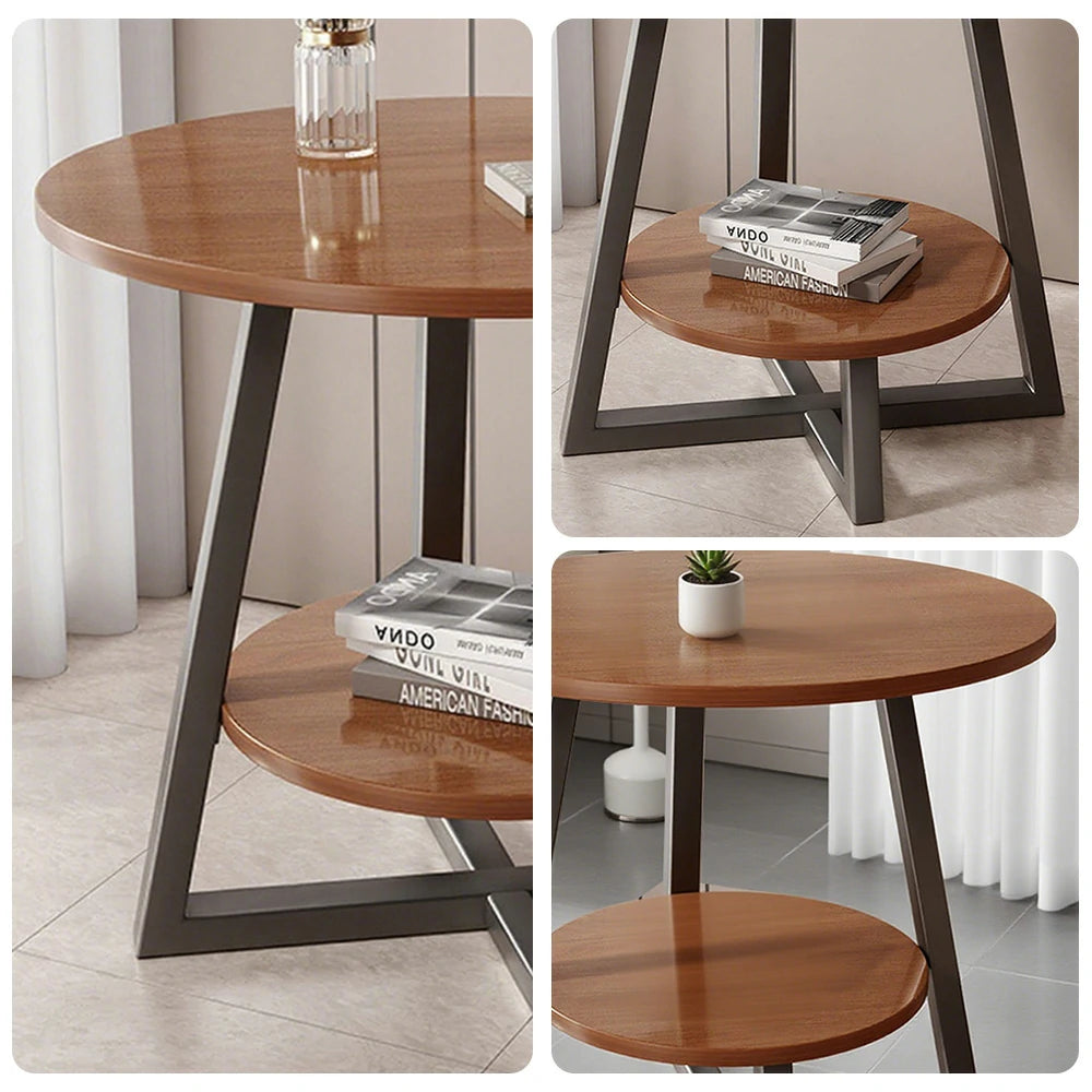SOLARA Side Table, Golden Frame with Walnut Marble Top, Luxury Modern Design