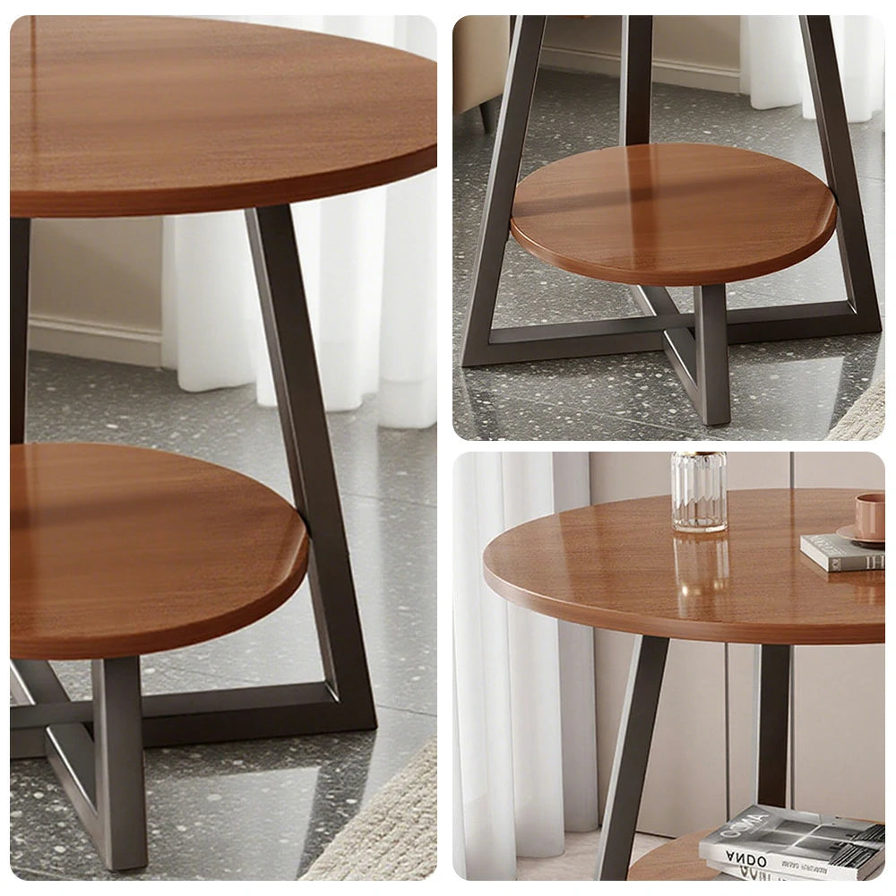 SOLARA Side Table, Golden Frame with Walnut Marble Top, Luxury Modern Design