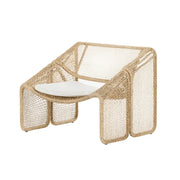 SOLARA Outdoor Rattan Armchair - Ergonomic Comfort Cushion, Powder-Coated Aluminium Frame, Square-Weave Rattan Patio Lounge Chair - Natural