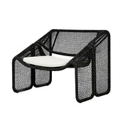 SOLARA Outdoor Rattan Armchair - Ergonomic Comfort Cushion, Powder-Coated Aluminium Frame, Square-Weave Rattan Patio Lounge Chair - Black
