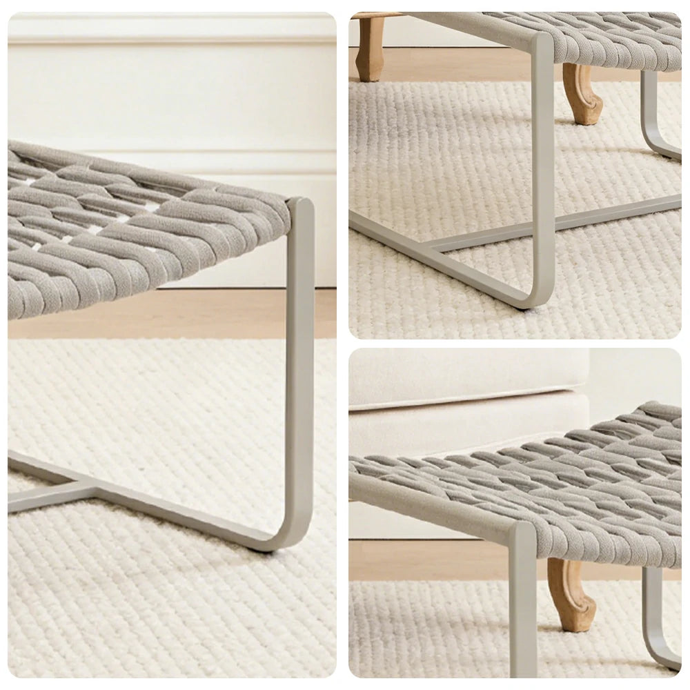 SOLARA Mesh Tube Lounge Chair - Powder-Coated Aluminium Frame Relax Chair with Footrest - Light Grey