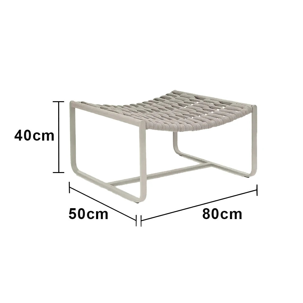 SOLARA Mesh Tube Lounge Chair - Powder-Coated Aluminium Frame Relax Chair with Footrest - Light Grey