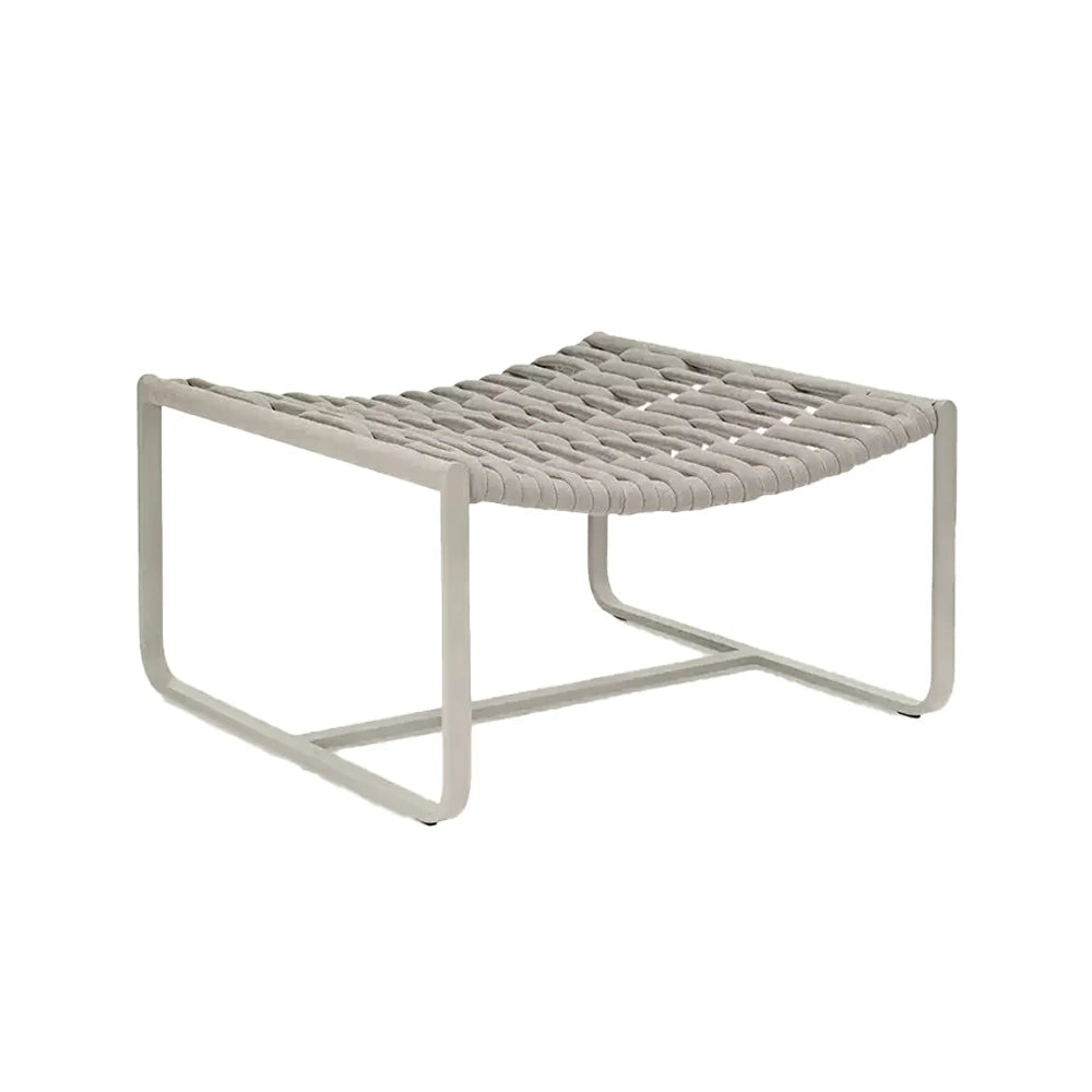 SOLARA Mesh Tube Lounge Chair - Powder-Coated Aluminium Frame Relax Chair with Footrest - Light Grey