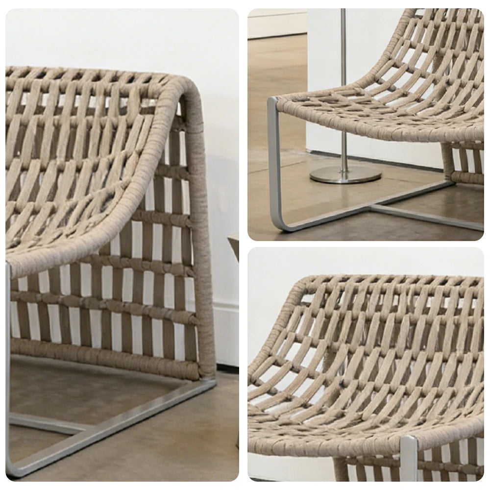 SOLARA Mesh Tube Lounge Chair - Powder-Coated Aluminium Frame Relax Chair with Footrest - Light Grey