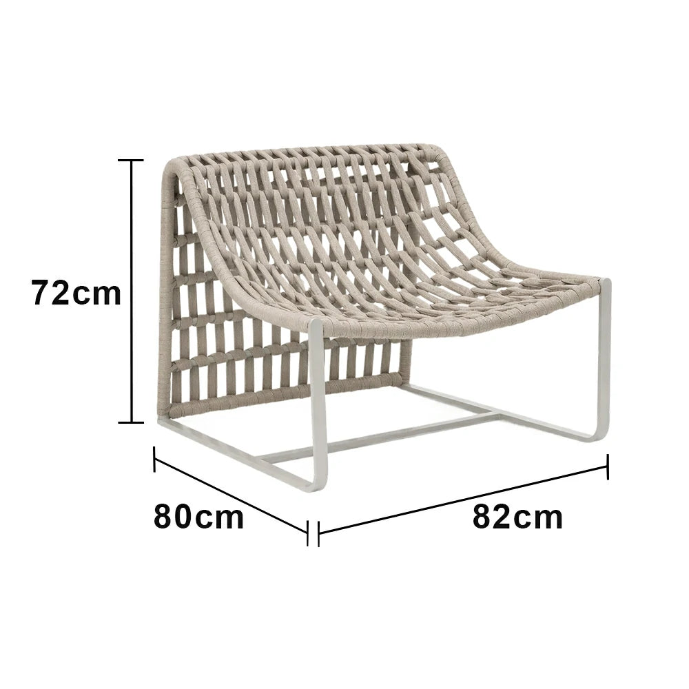 SOLARA Mesh Tube Lounge Chair - Powder-Coated Aluminium Frame Relax Chair with Footrest - Light Grey