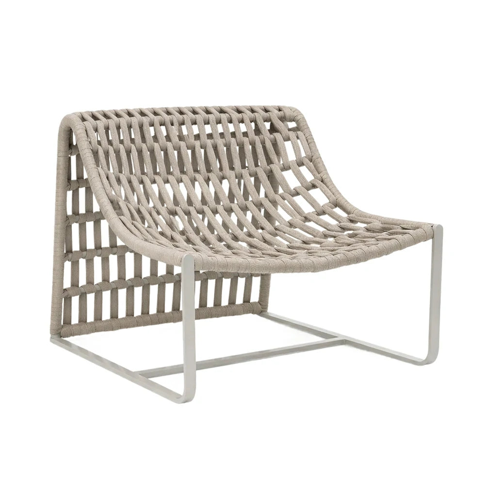 SOLARA Mesh Tube Lounge Chair - Powder-Coated Aluminium Frame Relax Chair with Footrest - Light Grey