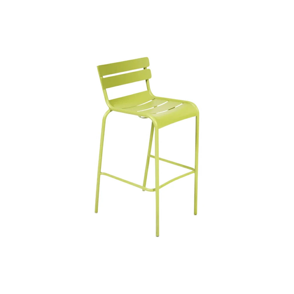 SOLARA Outdoor Bar Stool - Lightweight Aluminum Frame, Rust-Resistant Coating, Stacks Up to 6 Chairs, Perfect for Balcony, Patio & Dining Spaces - Green