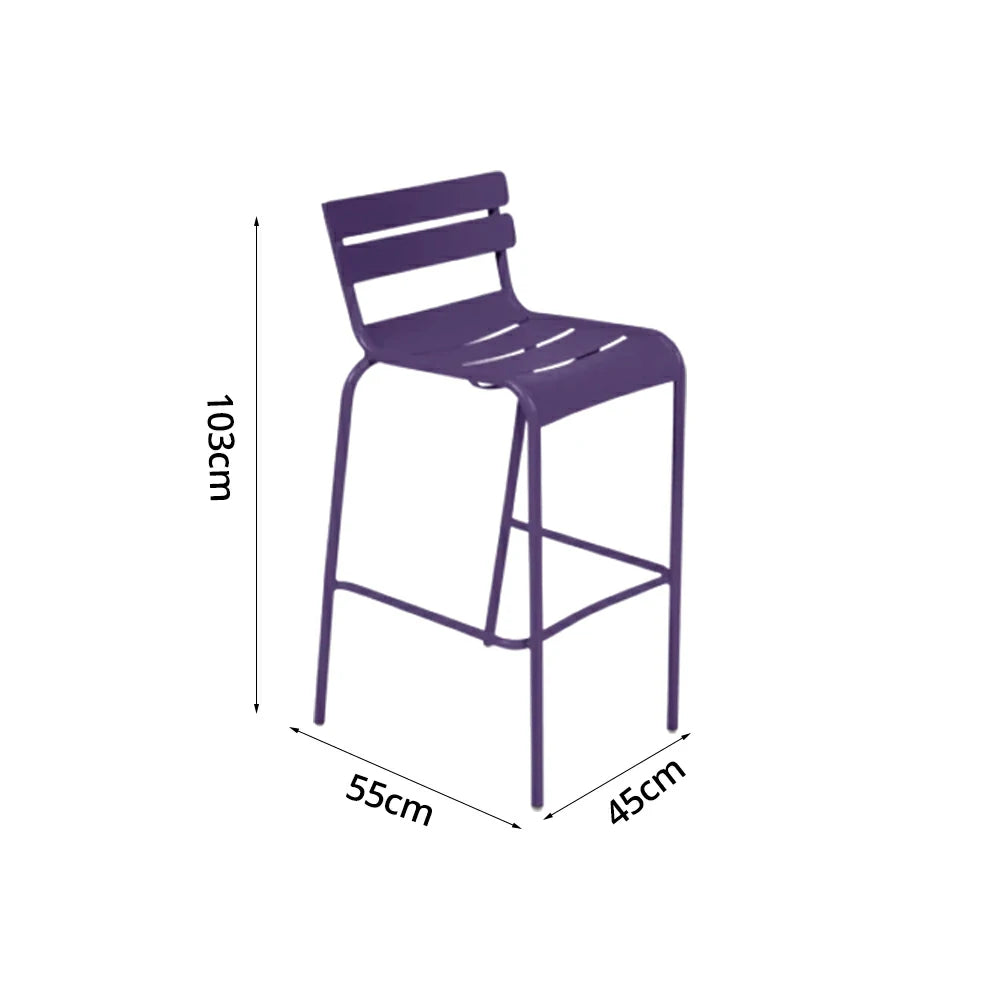 SOLARA Outdoor Bar Stool - Lightweight Aluminum Frame, Rust-Resistant Coating, Stacks Up to 6 Chairs, Perfect for Balcony, Patio & Dining Spaces - Purple