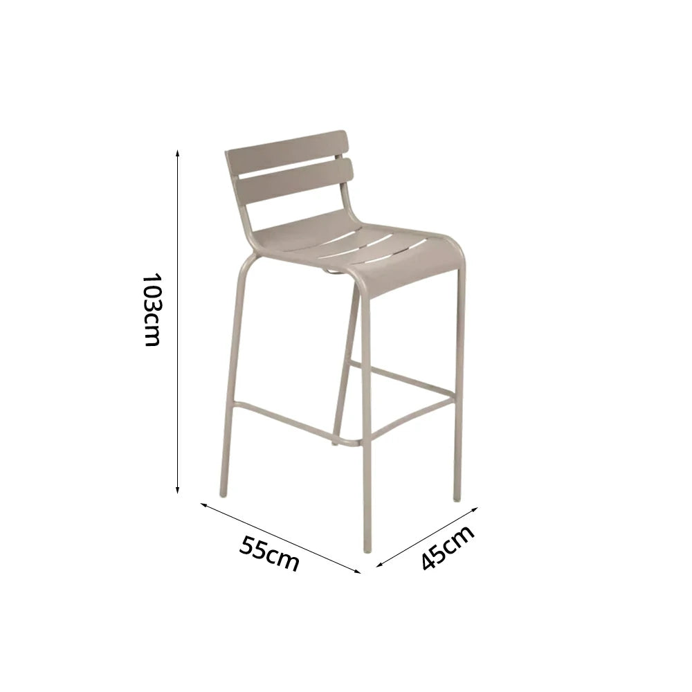 SOLARA Outdoor Bar Stool - Lightweight Aluminum Frame, Rust-Resistant Coating, Stacks Up to 6 Chairs, Perfect for Balcony, Patio & Dining Spaces - Khaki